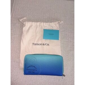 Tiffany & Co long Wallet OS Blue Ombre New Return to Tiffany Zip Leather 7 inch